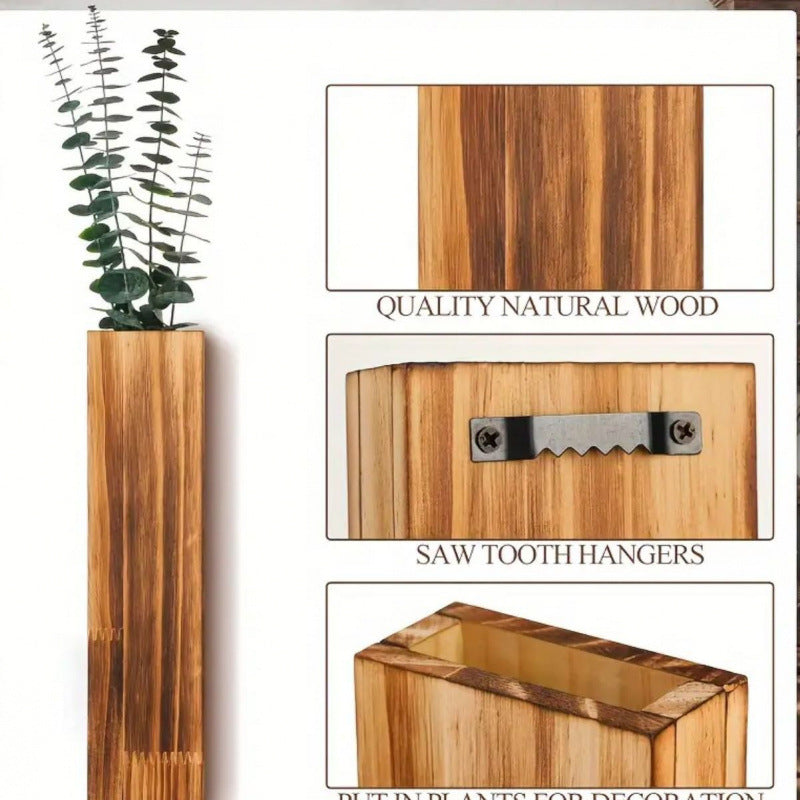 Wooden wall hanging vase