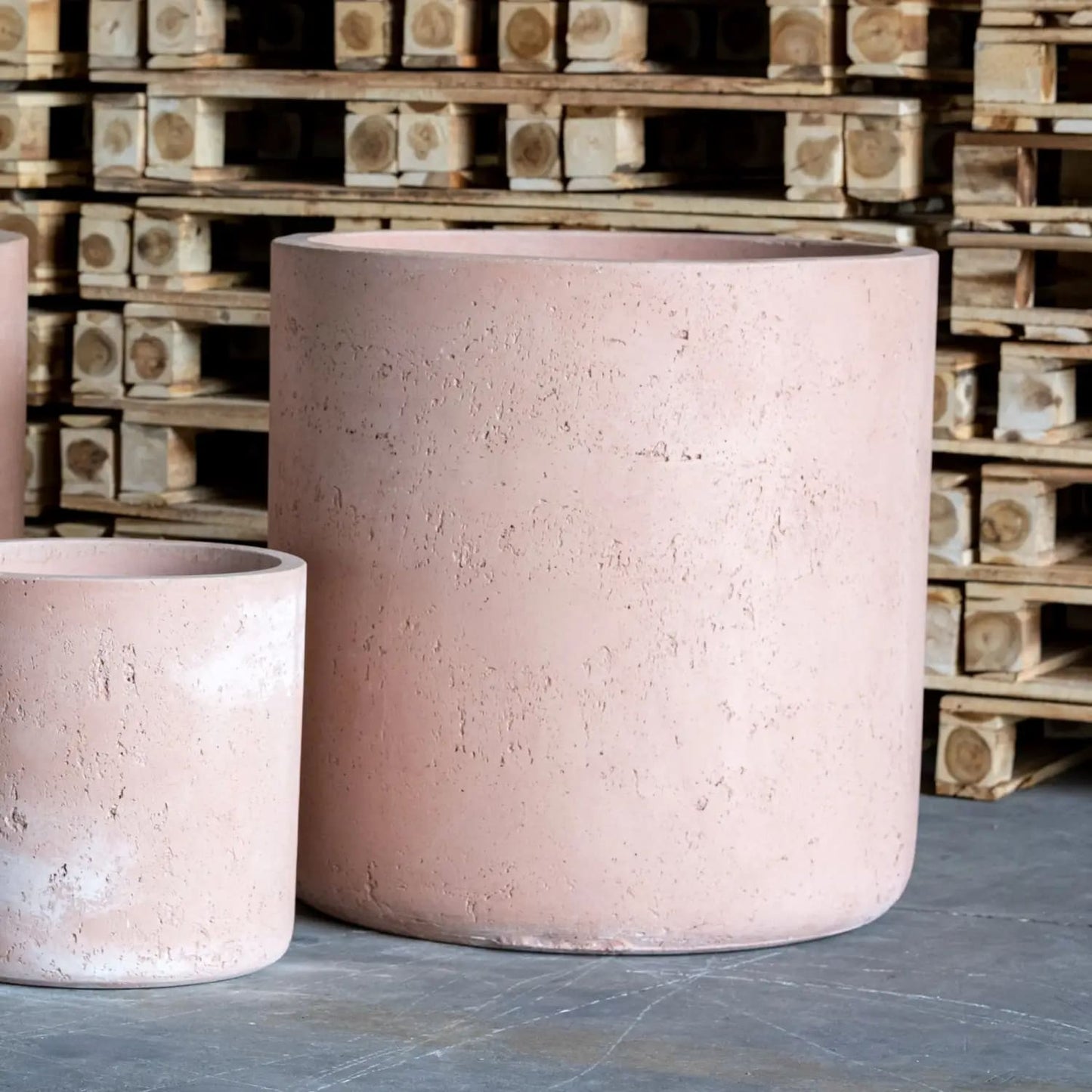 Aurella | Blushstone – 30cm Medium Concrete Cylinder Planter – 13L Round Plant Pot-2