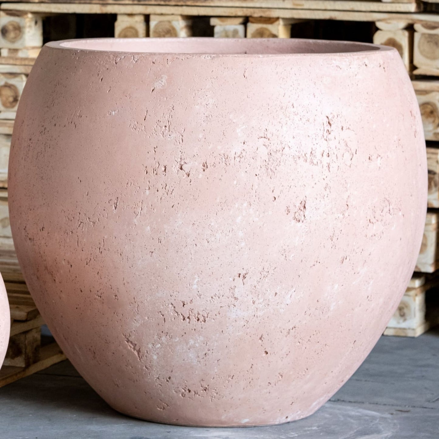 Orbello | Blushstone – 35cm Medium Concrete Sphere Planter – 25L Round Plant Pot-2