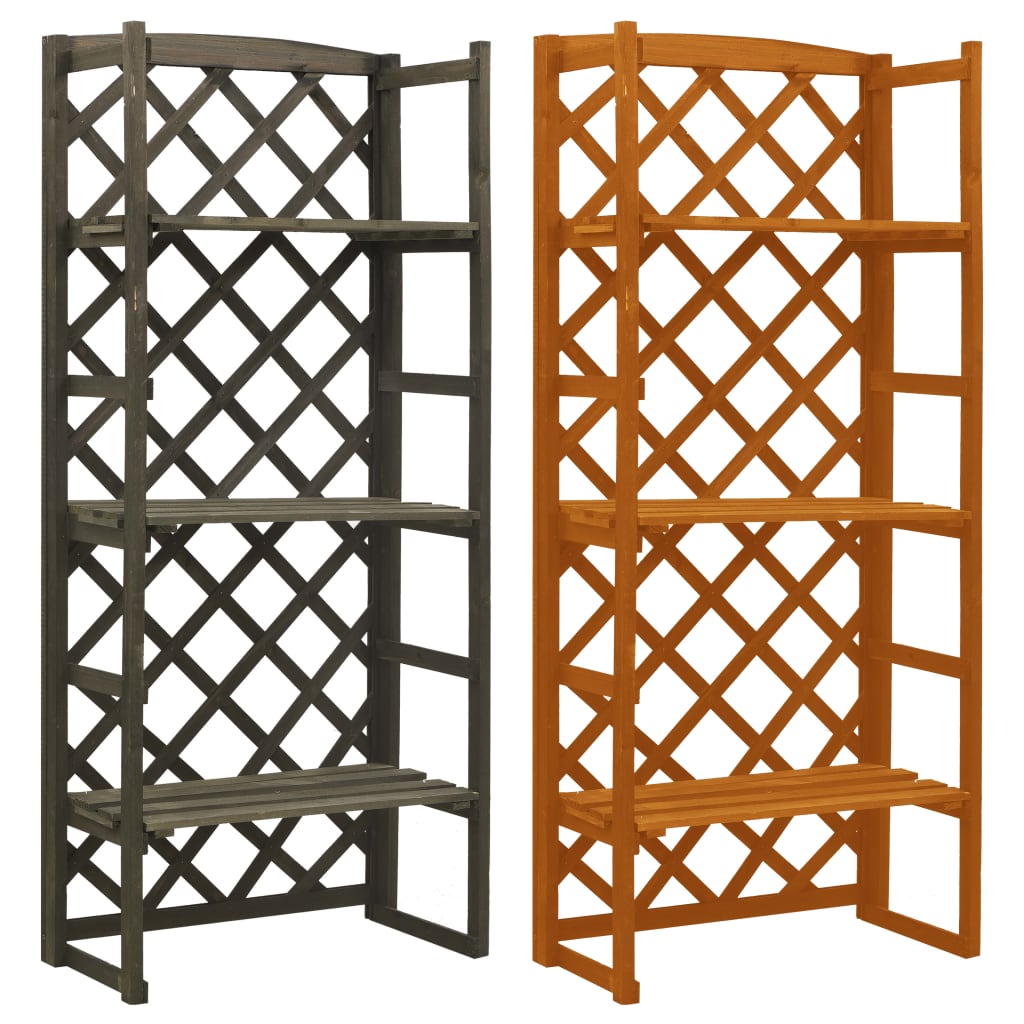 vidaXL Plant Rack Plant Stand with Trellis Flower Pot Stand Solid Firwood-1