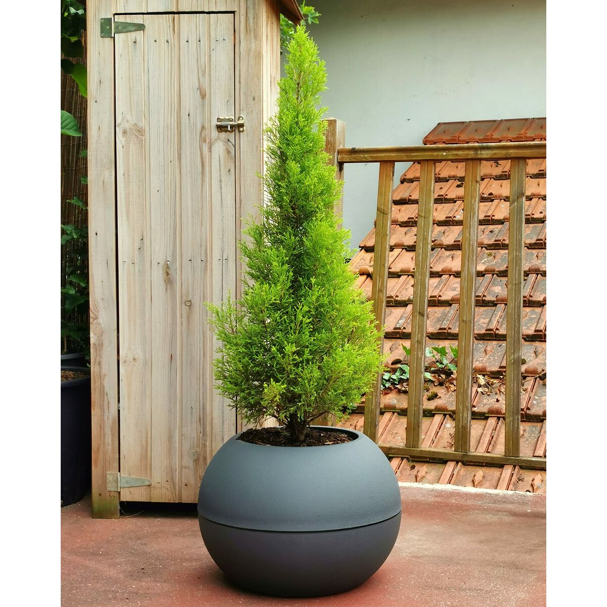 Plant pot Riviera 814276 Grey Circular Ball Ø 40 cm-1