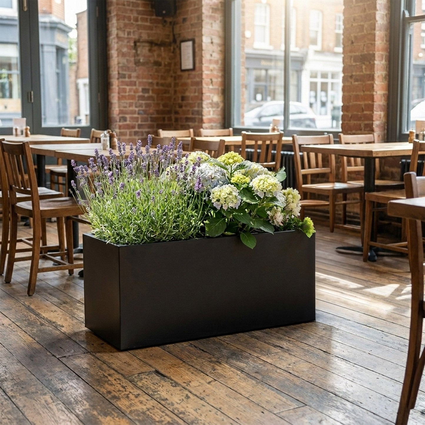 Galvanised Steel Black Trough Metal Planter - 80cm x 30cm