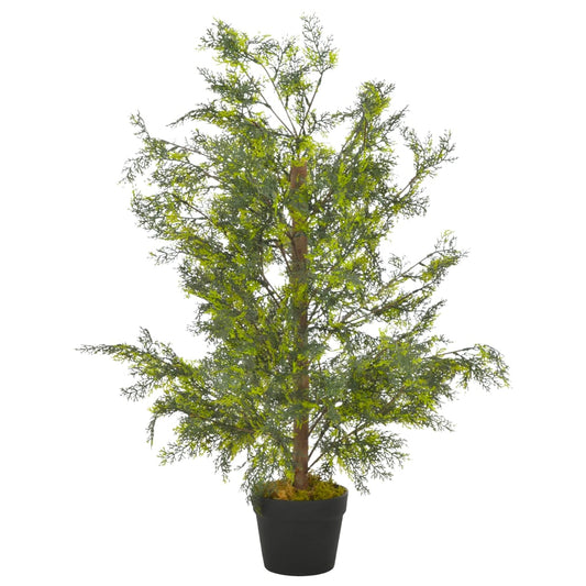 vidaXL Artificial Plant Cypress Tree Fake Outdoor Plant with Pot Green 35.4"-0