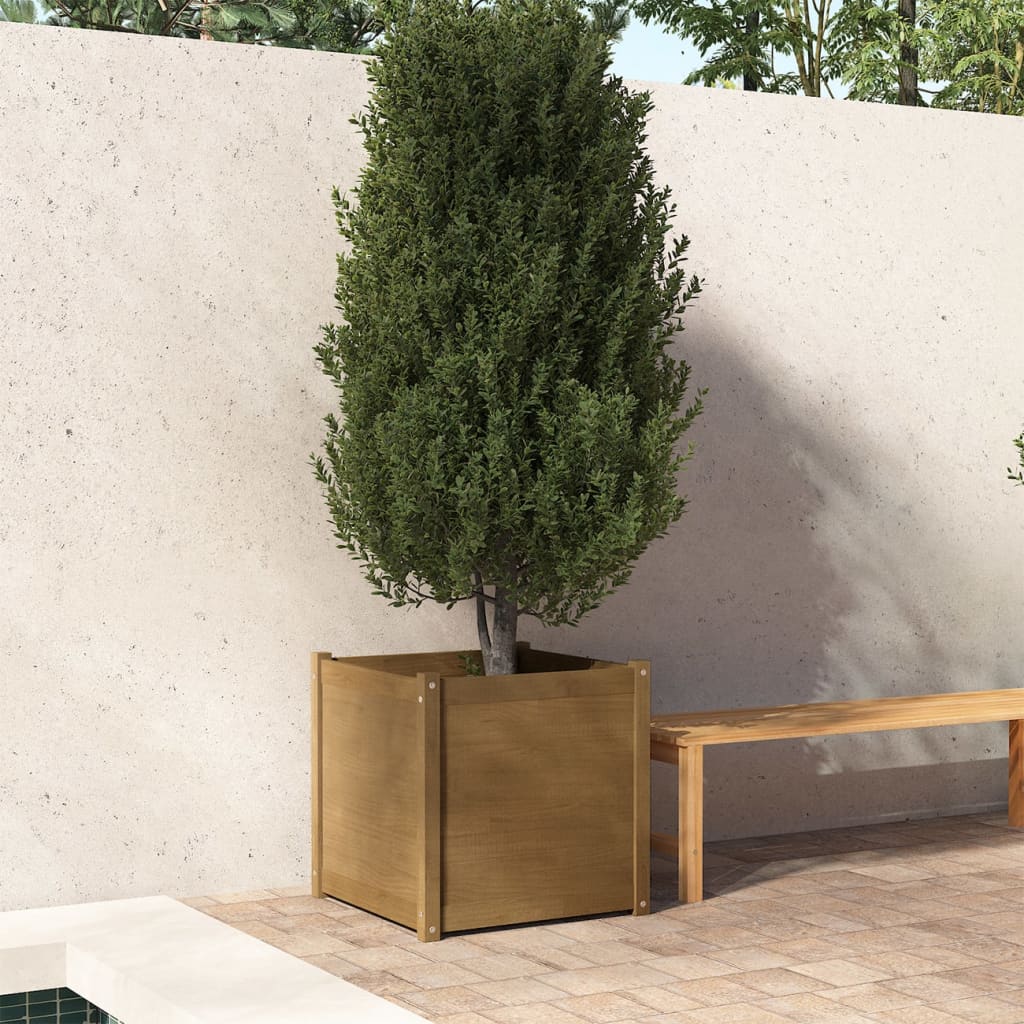 vidaXL Planter Decorative Outdoor Patio Plant Pot Flower Box Solid Wood Pine-9