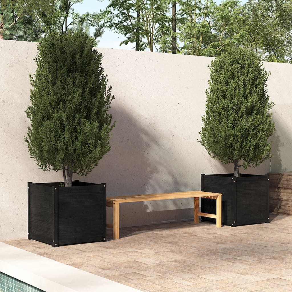 vidaXL Planter Decorative Outdoor Patio Plant Pot Flower Box Solid Wood Pine-5