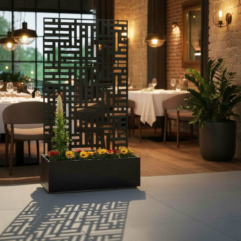 Metal Indoor/Outdoor Privacy Screen with Plant Pot - 90cm x 180cm