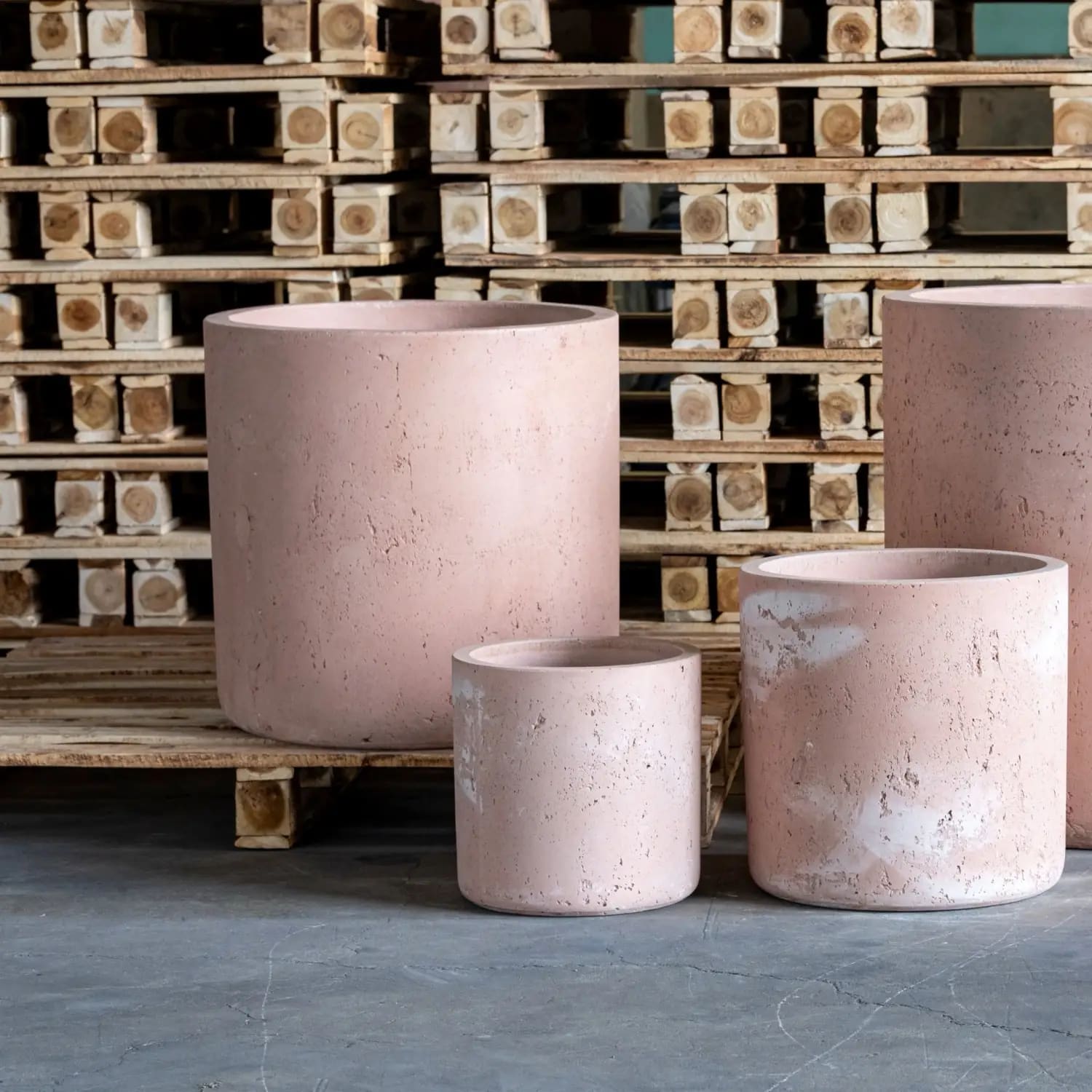 Aurella | Blushstone – 30cm Medium Concrete Cylinder Planter – 13L Round Plant Pot-1