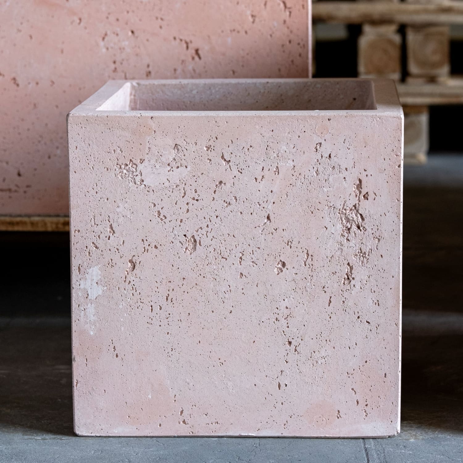 Cubrosa | Blushstone – 40cm Large Square Concrete Planter – 38L Cube Plant Pot-0