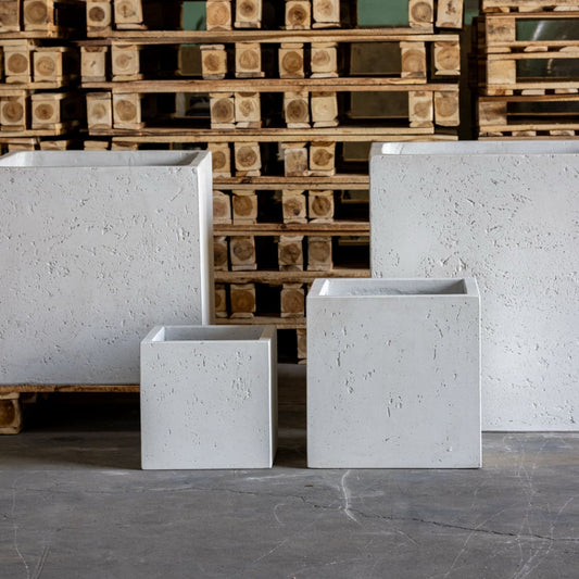 Cubrosa | White Mist – 55cm Large Square Concrete Planter – 115L Modern Plant Pot-0