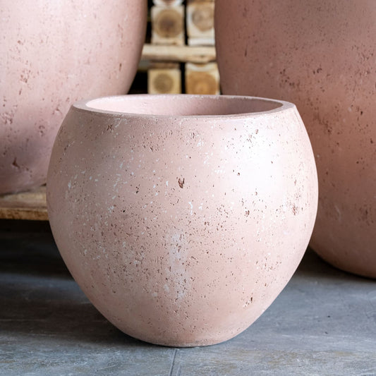Orbello | Blushstone – 35cm Medium Concrete Sphere Planter – 25L Round Plant Pot-0