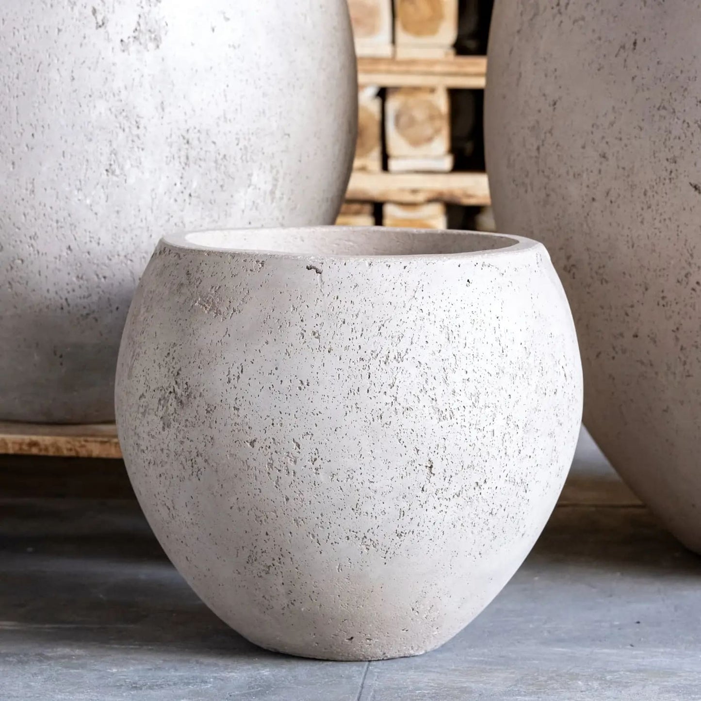 Orbello | Truffle – 55cm Large Concrete Sphere Planter – 82L Round Plant Pot-2